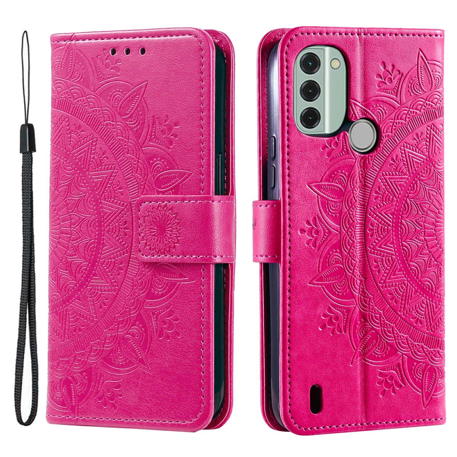 For Nokia C31 4G Mobile Phone Shell Imprinted Mandala Flower Pattern Wallet Stand Phone Cover Case with Strap For Nokia C31 4G Mobile Phone Shell Imprinted Mandala Flower Pattern Wallet Stand Phone Cover Case with Strap